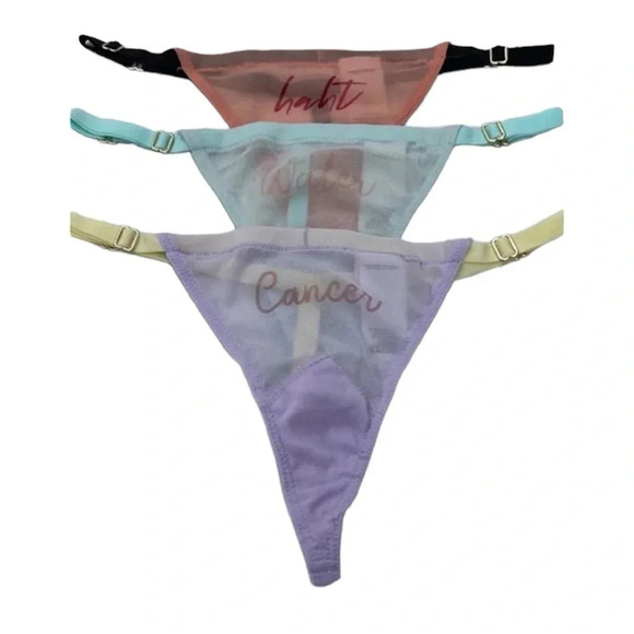 Revolve Free People We Are Hah‎ Zodiac Thongs Panties Pre Packs Cancer Set of 3 - Picture 2 of 7